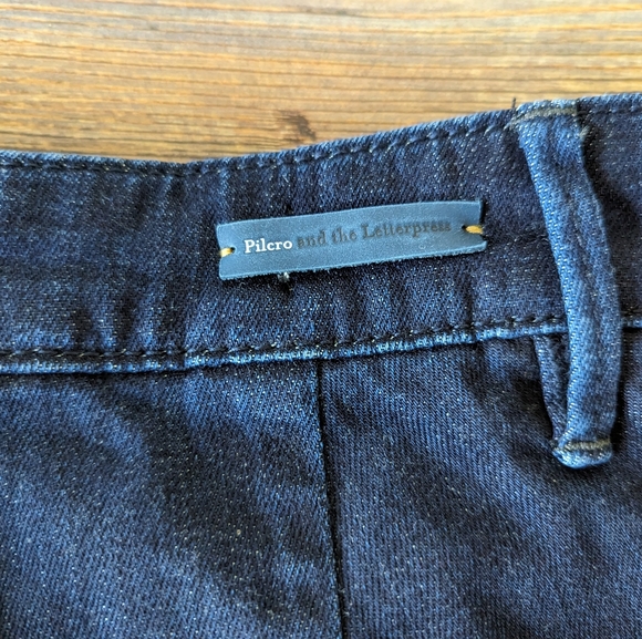 Pilcro and the Letterpress Dark Denim Cropped Flared Slim Jeans Size 29 - Picture 6 of 14